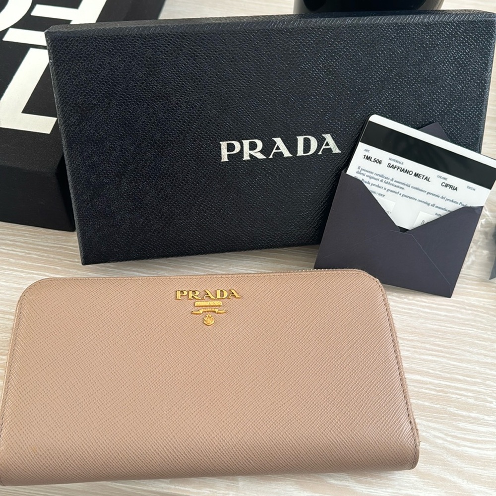 Prada Long Zippy Saffiano Long Wallet